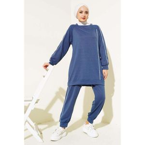 Tunique à deux fils détaillée à rayures, 2 pièces indigo - Product Image 3