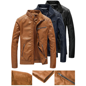Blouson d'aviateur en cuir de moto coupe ajustée pour hommes à la conception personnalisée OEM Blouson d'aviateur col montant imperméable respirant tenue décontracté - Product Image 1