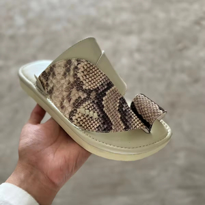 Men Leather <b>slippers</b> Handmade Snake Print - Product Image 1