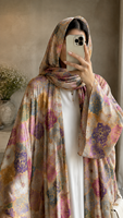 Abaya longue en tissu de coton soyeux de qualité supérieure pour femmes musulmanes, pour le Ramadan et l'Aïd, avec hijab, ensemble de 2 pièces, personnalisable OEM