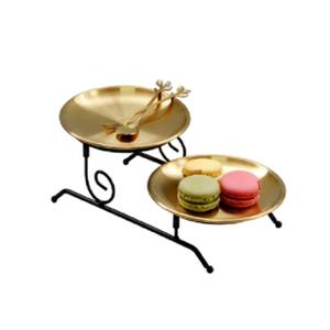 Supports à pizza ronds en bois de taille moyenne avec fer poli doré Parfait pour la maison Dessert Server Box Packed Kitchenware Use - Product Image 1