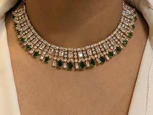 สร้อยคอกว้างสวยทันสมัยพร้อมหิน CZ คุณภาพดีและขัดเงาของขวัญแต่งงานหรูหราหรือปาร์ตี้สำหรับผู้หญิง - Product Image 2