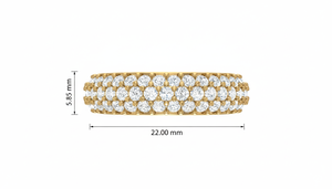 Alliance de mariage demi-éternité à trois rangs de diamants ronds pour femmes - Product Image 2