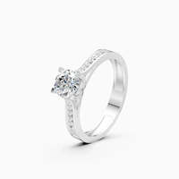 Bague solitaire en diamant de culture Eternal Rose 0,70 ct rond en or jaune, blanc et rose 9 carats