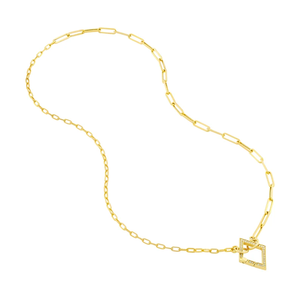 สร้อยคอแบบเชื่อมต่อทรงคลิปหนีบกระดาษ ชุบทอง 18K ผลิตจากโลหะผสมสังกะสี สำหรับทุกเพศ เหมาะสำหรับใส่ในชีวิตประจำวัน พร้อมประดับเพชร - Product Image 1