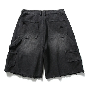 Pantalones Cortos Vaqueros Rectos Casuales de Mezclilla Rasgada Personalizados de Alta Calidad para Hombre, Estilo Urbano 2025, 100% Algodón, Diseño Sólido Digital - Product Image 6
