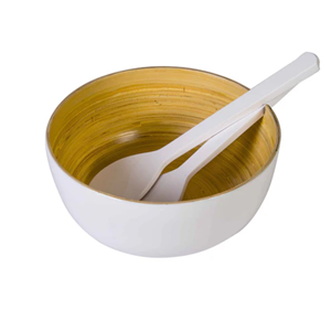 Cuenco de bambú hilado de color mantequilla amarilla, ensaladera, cuenco de servicio lacado mate de alta calidad, precio competitivo de Vietnam - Product Image 3