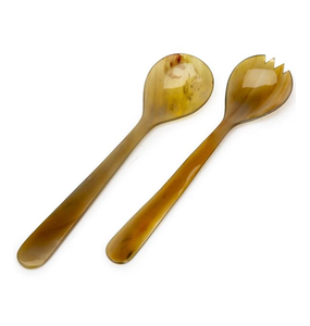 Juego de servidor de ensalada de cuerno de Búfalo con cuchara y tenedor para servir bodas, cuchara para servir bodas, gran oferta - Product Image 1