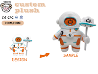 Peluche d'astronaute écologique personnalisée, blanc et orange, personnage de dessin animé explorateur spatial, poupée en peluche rembourrée en coton PP, unisexe