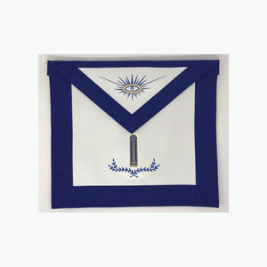 M Aslam Regalia Freemason Masonic Junior Warden Delantal Hecho a mano de cuero natural Oversleeve Blanco Estilo europeo y americano - Product Image 1