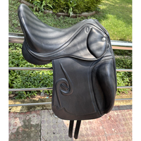 Selle de dressage en cuir anglais de qualité supérieure pour chevaux Selle de cheval à gueule en cuir véritable Taille 15 pouces