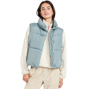Sleeveless Knitted Puffer <b>Vest</b> Women's Jacket Winter Warm Eco-Friendly Nylon Equestrian <b>Utility</b> Plus Size Breathable - Product Image 1