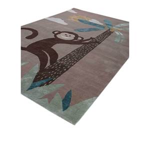Alfombra de Lana y Viscosa Tejida a Mano en Color Beige y Marrón con Estampado Animal, Modelo Tra-14716 para Uso Doméstico - Product Image 2