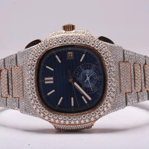 Reloj de Diamantes Moissanite de Diseño Elegante para Hombre y Mujer, Reloj de Oro Rosa con Incrustaciones de Diamantes, Reloj de Lujo de Primera Calidad - Product Image 6