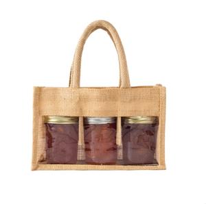 Bolsas de vino personalizadas de yute con asa de botella de vino impermeables naturales grandes ecológicas al por mayor para regalo con ventana para botellas - Product Image 4