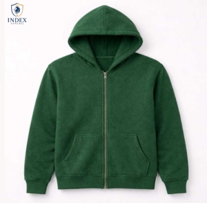 เสื้อฮู้ดซิปยูนิเซ็กซ์ INDEX APPAREL สีเขียวล้วน ผ้าฝ้ายเฟรนช์เทอร์รี่ สวมใส่สบายๆ ในฤดูใบไม้ร่วง ทรงปกติ - Product Image 1