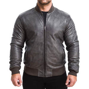 Veste en cuir pour homme, col montant en toile, épaisse, vêtement d'extérieur d'hiver, respirante, coupe-vent, décontractée - Product Image 5