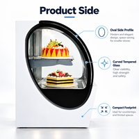 Lemari Pendingin Display Kue Oval Mini QR530A dengan Pendingin Udara, Kontrol Digital, dan Sistem Defrost Otomatis untuk Toko Roti