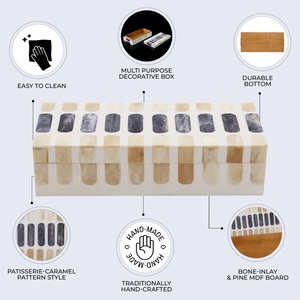 Caja de Regalo Rectangular de Resina de Lujo, Hecha a Mano, Imitación Antigua, Caja de Joyería con Incrustaciones de Hueso, Duradera, Estilo Europeo, Decoración para el Hogar - Product Image 5