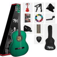 4/4 Green Classical Guitar Full Set with Adjustable Truss Rod, Tuner, Bag, Strap, Capo & Picks | Midex CG-270GR