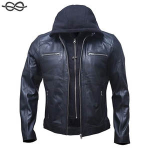Meilleure vente Veste de moto en cuir d'agneau véritable pour hommes, col montant élégant, vêtements d'extérieur noirs durables pour les motards - Product Image 1