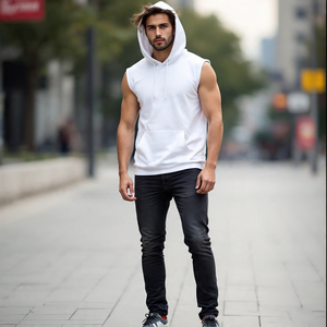 เสื้อแขนกุดมีฮู้ดสำหรับผู้ชายเสื้อกล้ามออกกำลังกายฟิตเนสเสื้อแบบสวมหัวสำหรับใส่ไปยิมเสื้อแขนกุดมีฮู้ดสำหรับวิ่งจ๊อกกิ้ง - Product Image 3