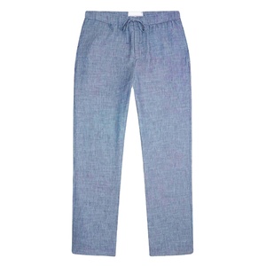 Pantalones Casuales de Lino y Algodón para Hombre, Personalizables, Corte Recto Ajustado, Cintura con Patrón, Colores Sólidos, Ligeros, Talla Personalizable - Product Image 1