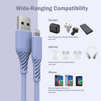 Cable USB-A a Lightning de Silicona con Diseño de Textura en Relieve 3D, Certificado MFI, en Stock, para Uso en Computadoras, Carga y Sincronización