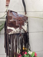 Sac fourre-tout en cuir sculpté à la main par un designer, avec franges, élégant, en cuir de vachette, multi-usages pour femmes – Grande Vente