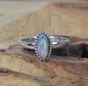 Piedra Natural hecha a mano joyería de piedras preciosas de ópalo etíope joyería de piedras preciosas de Plata de Ley 925 elegante anillo de piedra de nacimiento de octubre - Product Image 4