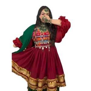 Robe de luxe pour femme en mousseline de soie et coton Afghani avec travail manuel complexe pour les mariages et les occasions festives dans toutes les tailles - Product Image 1