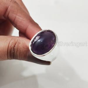 Anillo de Plata de Ley 925 con Amatista Natural para Hombre, Piedra de Nacimiento de Febrero, Todas las Tallas, Regalo de Boda Árabe, Venta al por Mayor - Product Image 1