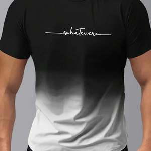 T-shirt sport décontracté pour homme, coupe slim, col rond, imprimé, manches courtes, 100% coton, nouvelle mode, éco-responsable, haute qualité - Product Image 1