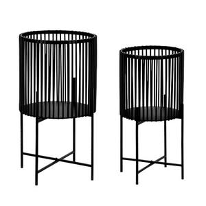 Support de pot de fleurs rond en métal chromé or et noir moderne pour la décoration de la maison et du jardin - Product Image 6