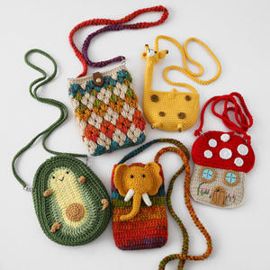 Sac de voyage décontracté en crochet pour jeunes, série étudiante, tissé à la main, motif éléphant de dessin animé, idéal pour les séances photo de rue, tendance - Product Image 1
