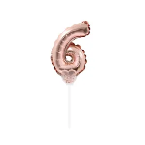 Luckyballoons 5 inç kek topper numarası 6 gül altın balon sticker ile 50/set çok renkli folyo balon parti malzemeleri