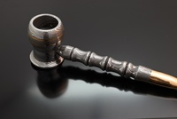 Pipe à fumer réutilisable en acier Damas classique et traditionnel, personnalisable OEM/ODM, embout en bois, boîte cadeau avec logo, modèle Pakistan AS-935, livraison rapide