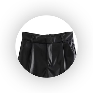 Pantalones cortos de cuero para mujer, novedad, pantalones cortos de cuero a la moda para mujer, logotipo personalizado y diseño de entrenamiento al mejor precio OEM - Product Image 4