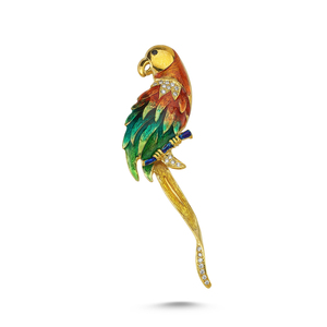 Collana con Ciondolo Pappagallo Vintage in <span class=keywords><strong>Oro</strong></span> 14K BeeloGold con Charm Uccello Tropicale in Smalto Colorato - Gioielli Raffinati da Donna da <span class=keywords><strong>Istanbul</strong></span> - Product Image 1