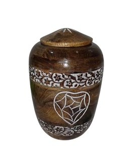 10.5" Handmade Mangowood Urns Memorial Wooden <b>Keepsake</b> Adult <b>Ashes</b> Funeral Urns with Lid and Design Urn <b>for</b> Human & Pet <b>Ashes</b> - Product Image 1