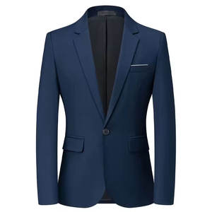 Veste de costume pour homme, blazer formel, coupe ajustée, simple boutonnage, respirant, mélange coton/polyester, col en V, de haute qualité - Product Image 1