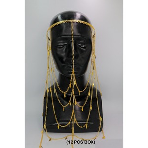 Cadena de Pelo Chapada en Oro Estilo Árabe para Novia, Joyería Larga para el Cabello, Diadema Árabe, Cadena para la Cabeza para Bodas Turcas, para Mujeres y Niñas - Product Image 2