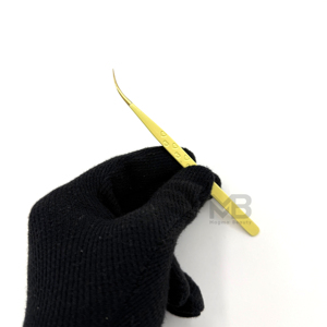 Pinzas para Pestañas de Acero Inoxidable Japonés con Punta Dorada de Aislamiento Largo de 45 Grados, Marca Privada - Product Image 5