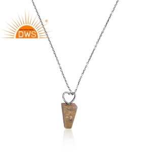 Meilleures ventes Collier pendentif en argent sterling oxydé avec pierres précieuses naturelles unakite Fabricant de bijoux personnalisés - Product Image 4