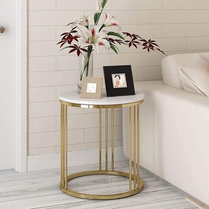 Table d'appoint en marbre et en métal Mobilier de salon pour café-collation dans la chambre et le salon - Product Image 3