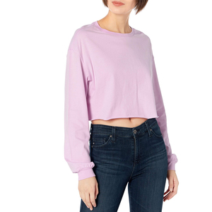 Top corto de gran tamaño informal para mujer de alta calidad, Camisa de algodón, ropa de gimnasio transpirable, Top corto personalizado, teñido liso, venta al por mayor - Product Image 1