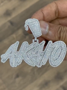 Colgante de Letra Personalizada con Incrustaciones de Diamantes Moissanite VVS, Plata de Ley 925 con Baño de Rodio, para Uso Diario Unisex - Product Image 1