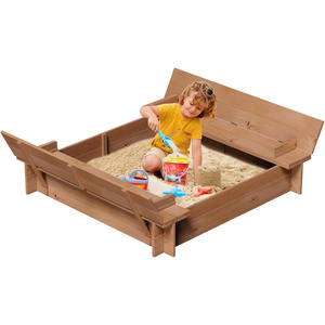 Parc de jeux en bois spacieux avec couvercle et sièges pliables pour aire de jeux extérieure - Product Image 3