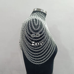 Hecho a mano tradicional Medieval Chainmail Collar Cosplay disfraz aluminio Butted Ring Top pulido Renaissance Fair Armor - Product Image 5