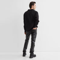 Pantalon cargo en cuir de vachette véritable pour homme, style urbain, avec empiècements matelassés, poids moyen, coupe droite, anti-boulochage, service OEM avec logo personnalisé